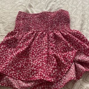 Shorts, pink floral, really cute, not see-through at all! Perfect for beach days